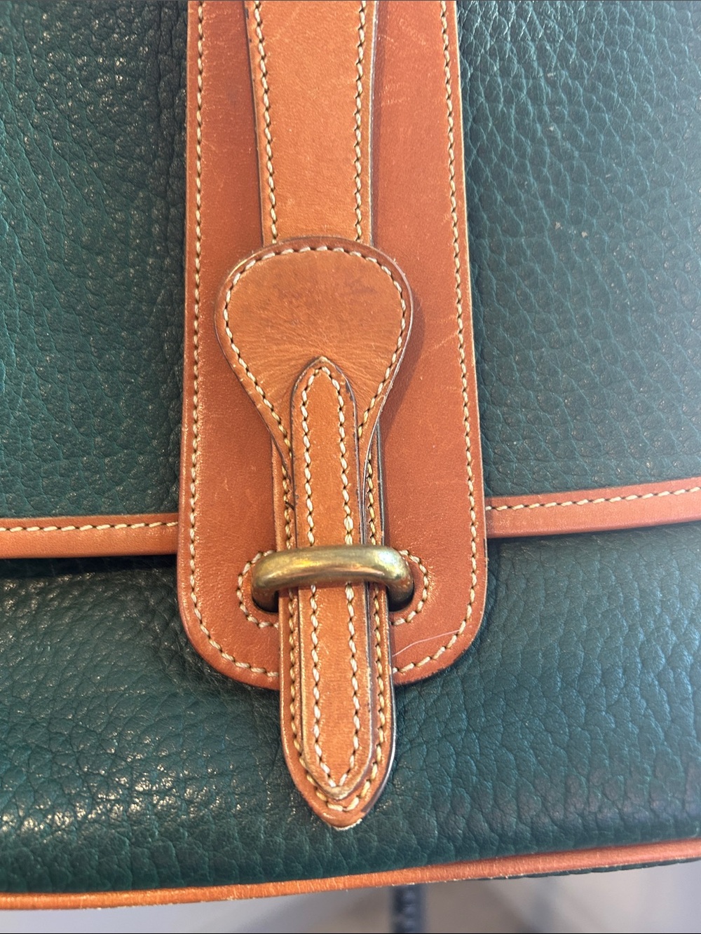 Dooney & Bourke Dark Green Pebbled Leather Crossbody with Tan Trim - Picture 3 of 16